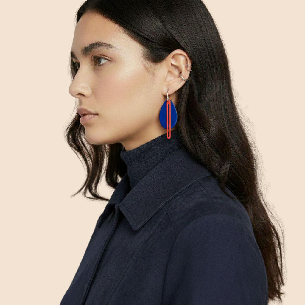 Oval Medium Earrings - Blue/Chiclette