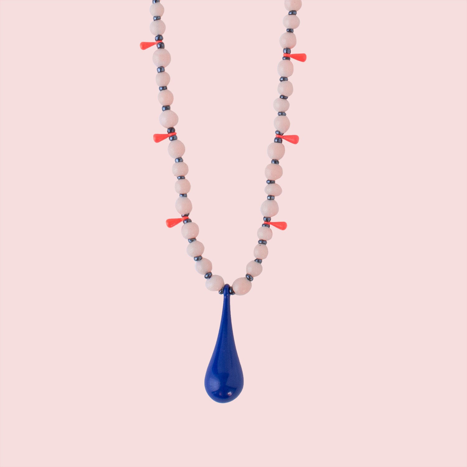 Blue Drop Beat Necklace