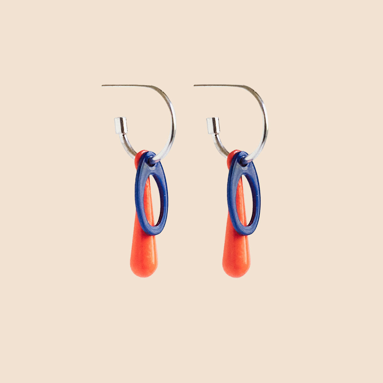 M&M SLIM EARRINGS-CHICLETTE/BLUE