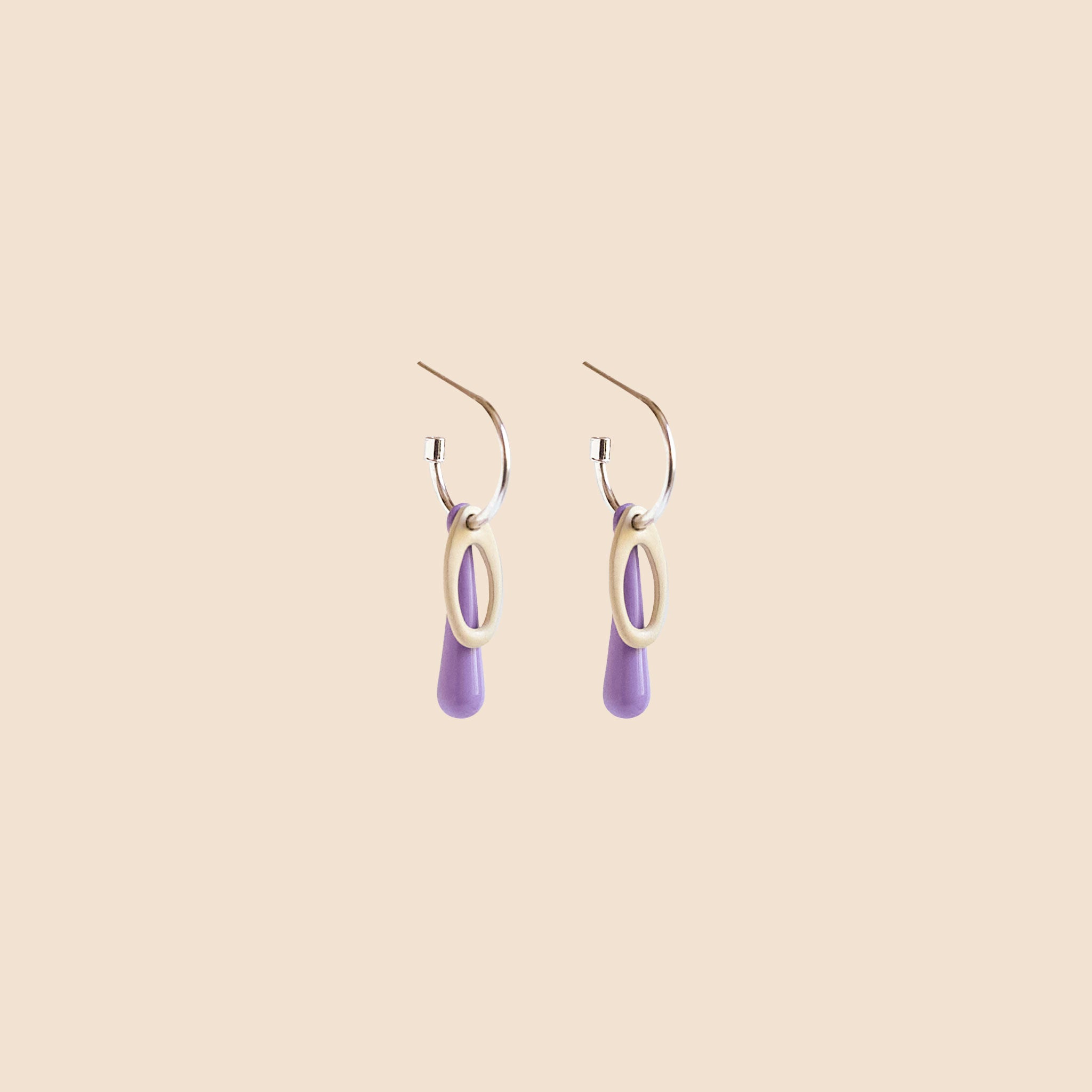 M&M SLIM EARRINGS-LILAC/CREAM