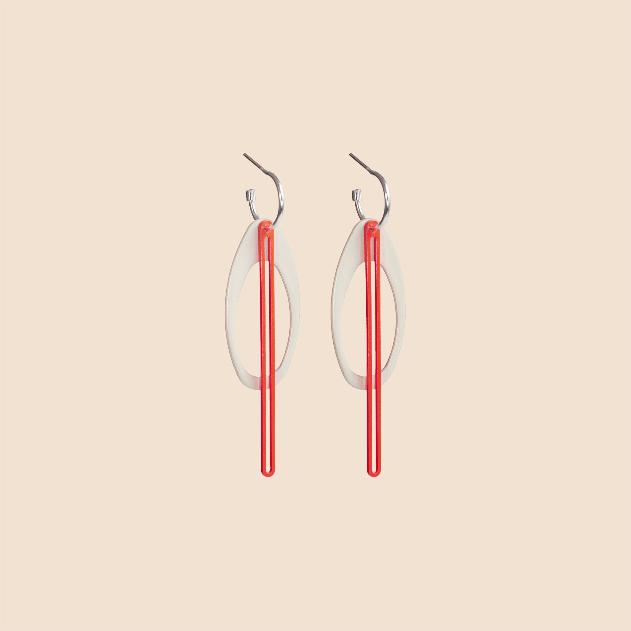 Oval Frame Earrings - Cream/Chiclette