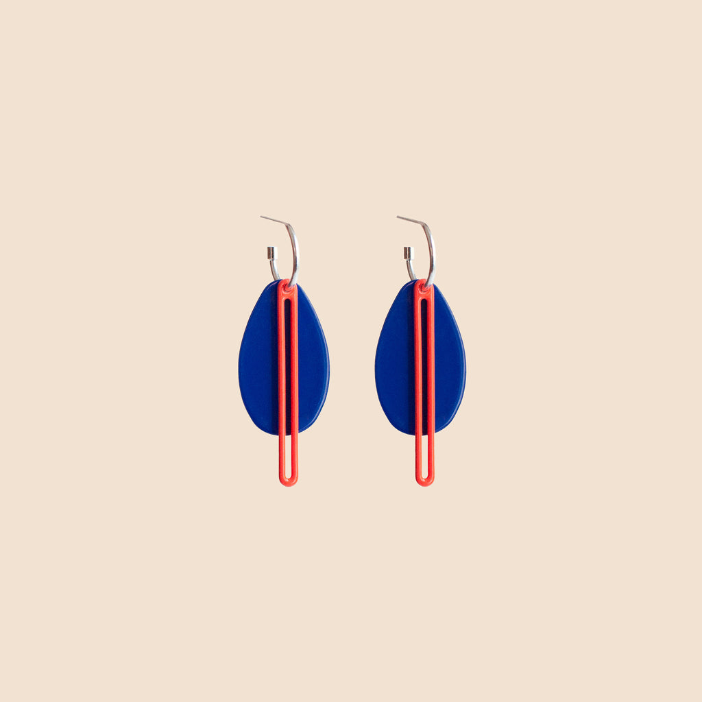 Oval Medium Earrings - Blue/Chiclette